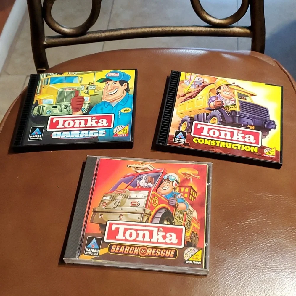 Vintage Lot of 3 Tonka PC Cd-Rom Hasbro Interactive Game 1997 Construction Garag